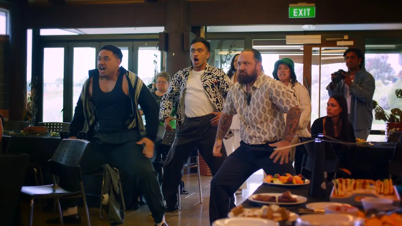 An impromptu haka performed at a gathering.