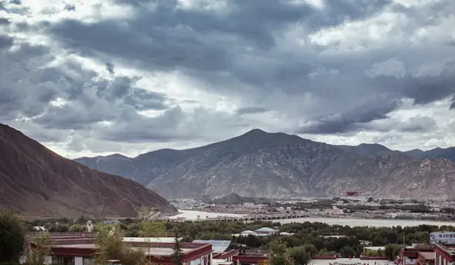View of Lhasa, Tibet, from the balcony of the Princess Wencheng Theatre.