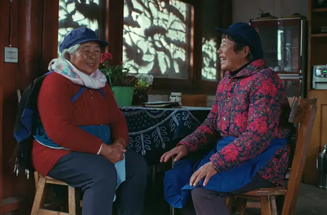 Best friends forever: Zhao-nainai and Li-nainai gossip as they have done for decades.