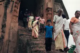 The stairs to Rang Ghar's top floor.