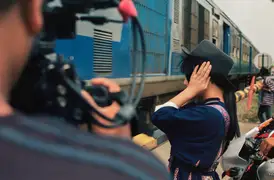 Train crossing in Assam, India.